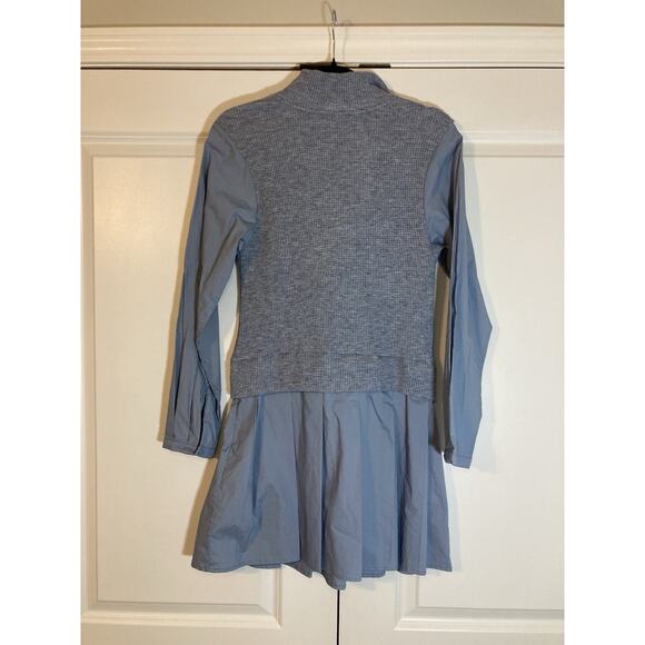 Anthropologie Sundays Hunter Mini Dress Blue Faux Sweater Pleated Preppy Size XS - Picture 6 of 9